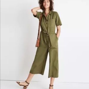 Madewell wide leg crop military jumpsuit sz 4